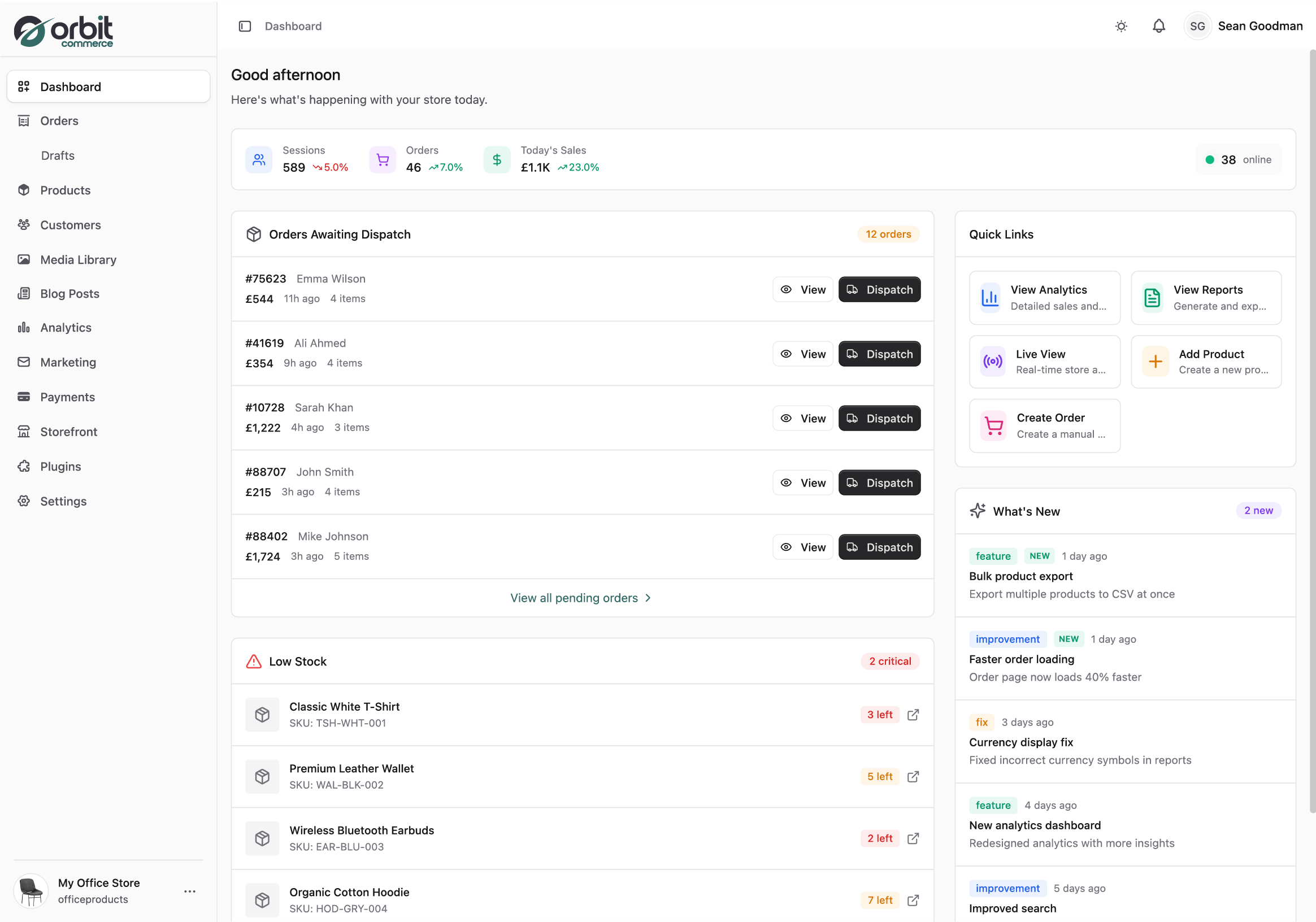 Orbit Commerce order details